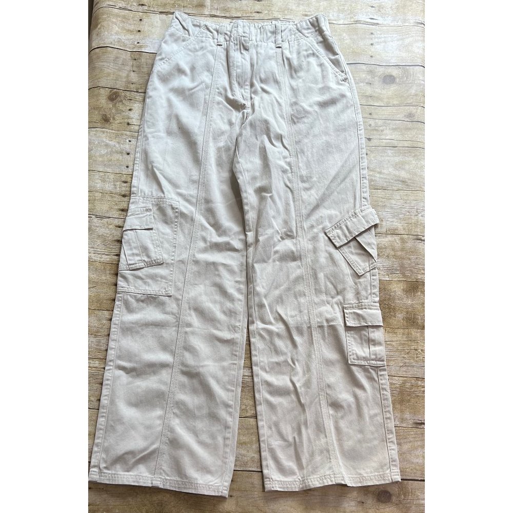 Glassons Wide Leg Cargo Pants In Light Khaki Tan Gem